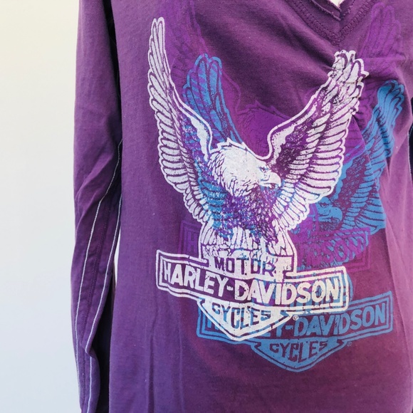 HARLEY DAVIDSON Pullover Long Sleeve Tee Purple Plus Size XXL - Picture 5 of 9